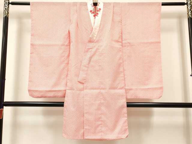 平和屋着物[]七五三　女の子　７歳　祝着　四つ身　長襦袢(単衣・半衿刺繍)セット　鳳凰　雪輪御所車花蝶文　金彩　逸品　DABA3569ma