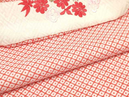 平和屋着物[]七五三　女の子　７歳　祝着　四つ身　長襦袢(単衣・半衿刺繍)セット　鳳凰　雪輪御所車花蝶文　金彩　逸品　DABA3569ma