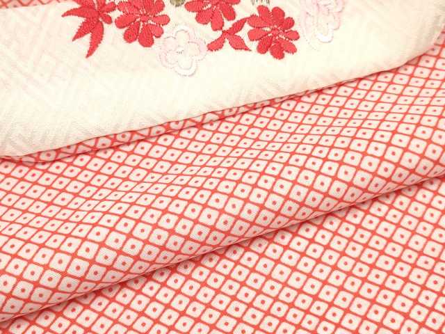 平和屋着物[]七五三　女の子　７歳　祝着　四つ身　長襦袢(単衣・半衿刺繍)セット　鳳凰　雪輪御所車花蝶文　金彩　逸品　DABA3569ma