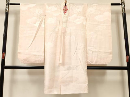 平和屋着物[]七五三　女の子　７歳　祝着　四つ身　長襦袢(袷・半衿刺繍)セット　鮫小紋柄　逸品　DABA3591ma