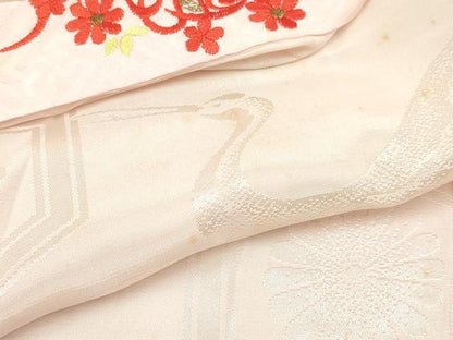 平和屋着物[]七五三　女の子　３歳　祝着　三つ身　長襦袢(単衣・半衿刺繍)セット　花車文　金彩　逸品　DABA3592ma