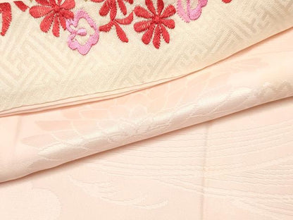 平和屋着物[]七五三　女の子　７歳　祝着　四つ身　長襦袢(袷・半衿刺繍)セット　鮫小紋柄　逸品　DABA3591ma