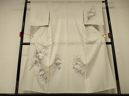 平和屋着物＊夏物　中国三大刺繍　汕頭刺繍　スワトウ刺繍　訪問着　絽　草花文　正絹　逸品　未使用　AABE7418jd