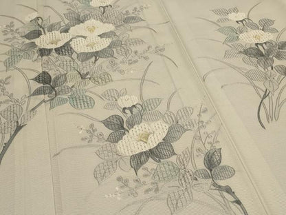 平和屋着物＊夏物　中国三大刺繍　汕頭刺繍　スワトウ刺繍　訪問着　絽　草花文　正絹　逸品　未使用　AABE7418jd