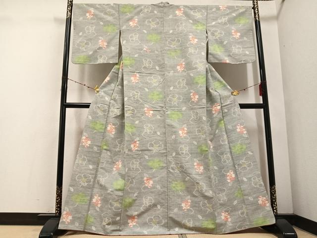 平和屋着物●上質な紬　花尽くし　正絹　逸品　AABE8126ph
