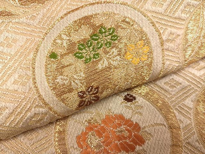 平和屋着物●男性　馬乗り袴　金襴袴　草花丸文　金糸　正絹　逸品　AABE8150ph