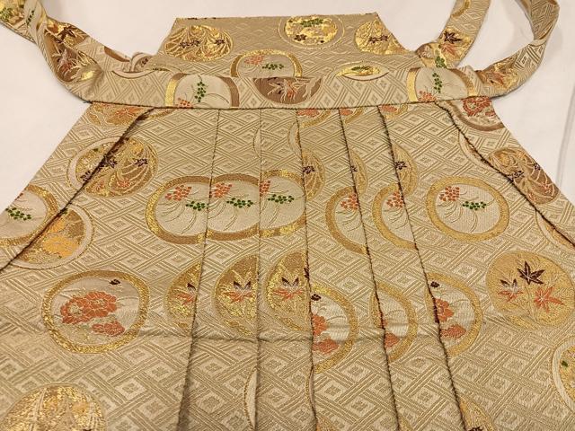 平和屋着物○男性 馬乗り袴 金襴袴 草花丸文 金糸 正絹 逸品 AABE8150ph