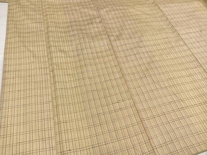 平和屋着物●上質な紬　格子　正絹　逸品　AABE8159ph
