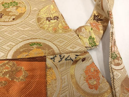 平和屋着物●男性　馬乗り袴　金襴袴　草花丸文　金糸　正絹　逸品　AABE8150ph