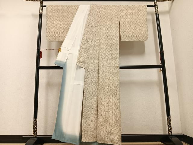 平和屋着物●上質な紬　ちぢみ織　琉球絣文様　正絹　逸品　AABE8881ph