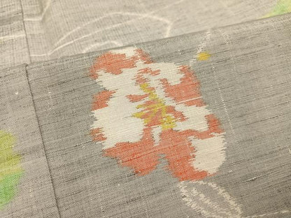 平和屋着物●上質な紬　花尽くし　正絹　逸品　AABE8126ph