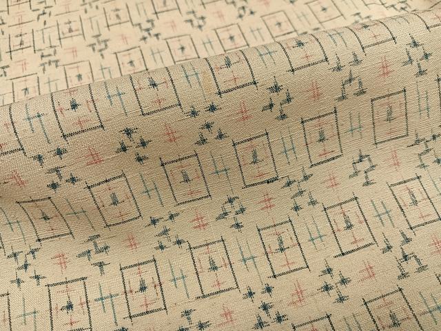 平和屋着物●上質な紬　ちぢみ織　琉球絣文様　正絹　逸品　AABE8881ph