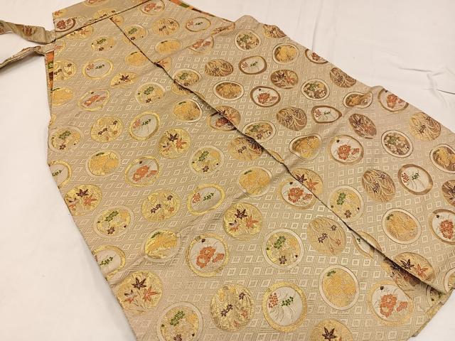 平和屋着物○男性 馬乗り袴 金襴袴 草花丸文 金糸 正絹 逸品 AABE8150ph