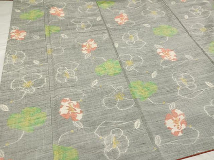 平和屋着物●上質な紬　花尽くし　正絹　逸品　AABE8126ph