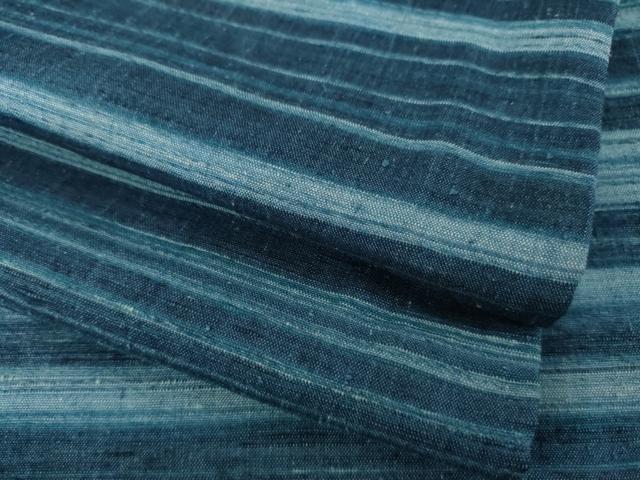 平和屋着物○郡上紬 草木染 横段文 正絹 逸品 AABE7590ck