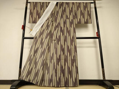 平和屋着物＊夏物 小紋 絽 幾何学文様 正絹 逸品 AABE7454jd
