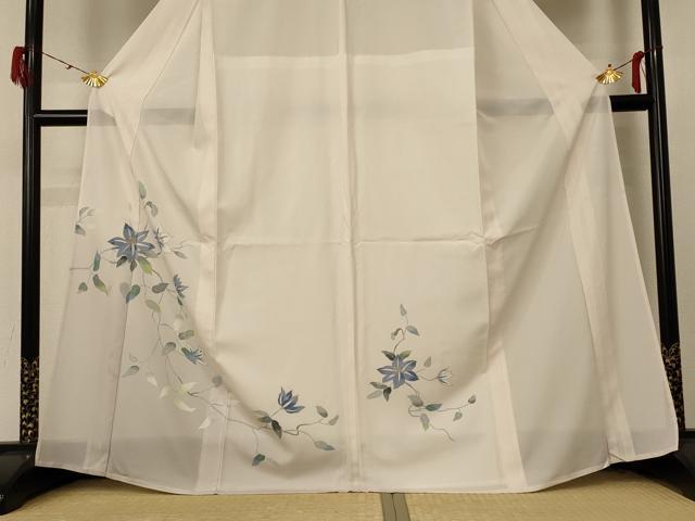 平和屋着物＊夏物 訪問着 絽 草花文 銀彩 洗える着物 AABE7423jd