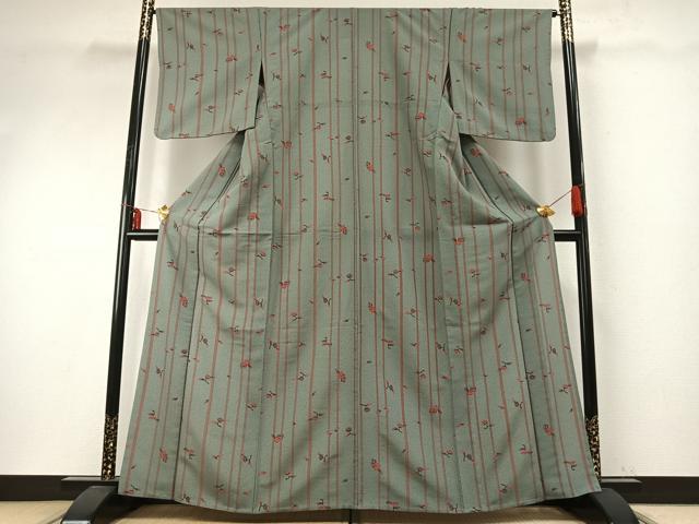 平和屋着物▽撫松庵 小紋 単衣 草花文 洗える着物 AABE5653fy