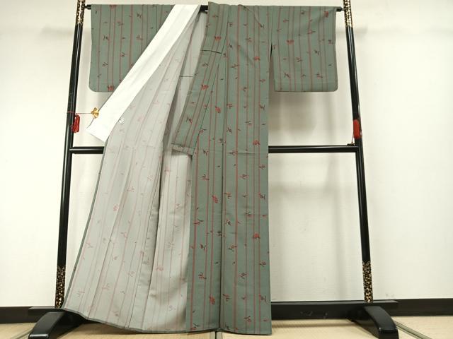 平和屋着物▽撫松庵 小紋 単衣 草花文 洗える着物 AABE5653fy