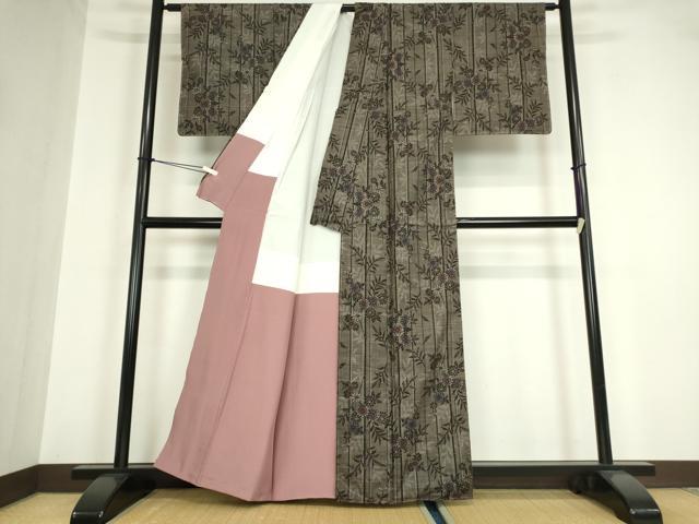 平和屋着物●本場大島紬　7マルキ　草花間道　正絹　逸品　DABA4080az