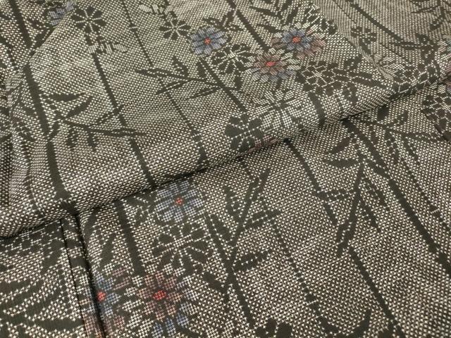 平和屋着物●本場大島紬　7マルキ　草花間道　正絹　逸品　DABA4080az