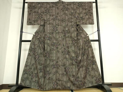 平和屋着物●本場大島紬　7マルキ　草花間道　正絹　逸品　DABA4080az