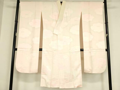 平和屋着物●振袖用長襦袢　袷　牡丹地紋　暈し染め　正絹　逸品　DABA4089az