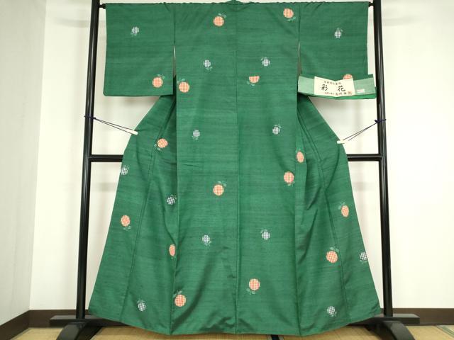 平和屋着物●伝統工芸士 馬渕登 紬 彩花 成物 証紙付き 正絹 逸品 未使用 DABA4105az