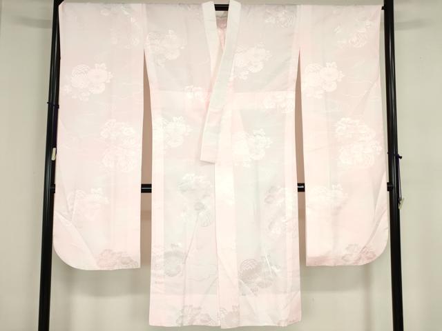平和屋着物●豪華振袖・長襦袢(無双仕立て)セット　駒刺繍　吉祥花尽くし文　銀通し地　京都きもの友禅扱い　正絹　逸品　DABA4108az