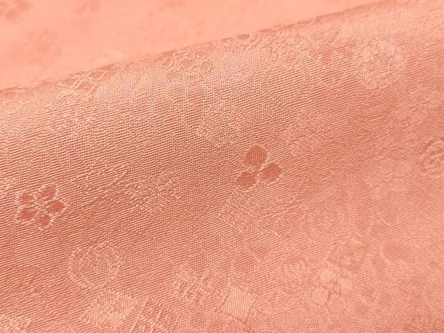 平和屋着物○上質な色無地 流水花地紋 桃花色 正絹 逸品 AABD6248cs