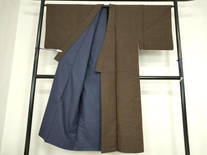 平和屋着物●男性　紬　憲法茶色　正絹　逸品　DABA4096az