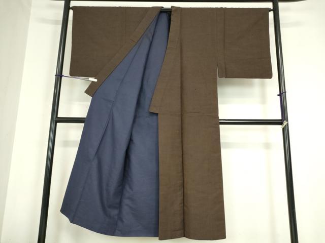 平和屋着物●男性　紬　憲法茶色　正絹　逸品　DABA4096az