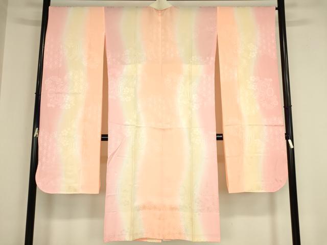 平和屋着物●振袖用長襦袢　無双仕立て　御所車花地紋　暈し染め　やまと誂製　正絹　逸品　DABA4087az