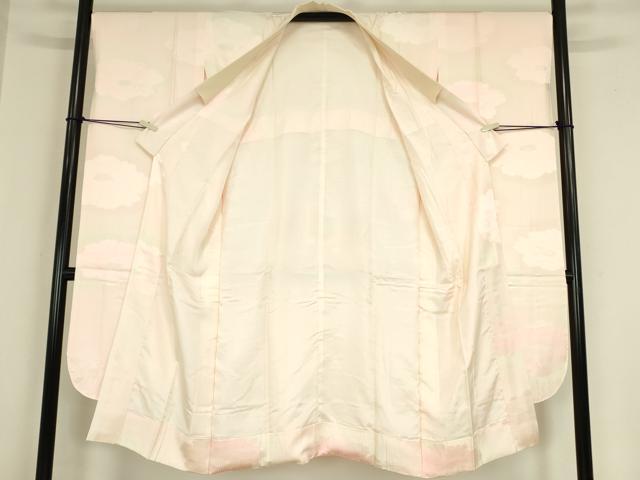 平和屋着物●振袖用長襦袢　袷　牡丹地紋　暈し染め　正絹　逸品　DABA4089az