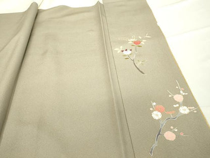 平和屋着物●訪問着 刺繍 地紙枝花文 金彩 正絹 逸品 未使用 DABA4122az