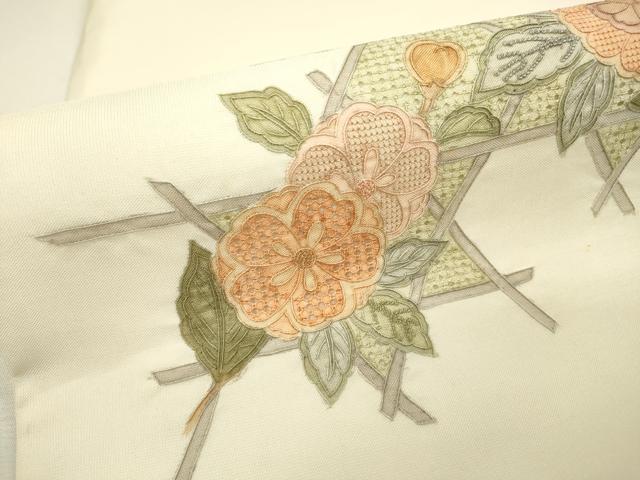 平和屋着物▼中国三大刺繍 スワトウ刺繍 汕頭刺繍 相良刺繍 総刺繍 太鼓柄袋帯 籠目花文 正絹 逸品 DAAZ6997fe