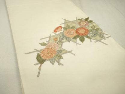 平和屋着物▼中国三大刺繍 スワトウ刺繍 汕頭刺繍 相良刺繍 総刺繍 太鼓柄袋帯 籠目花文 正絹 逸品 DAAZ6997fe