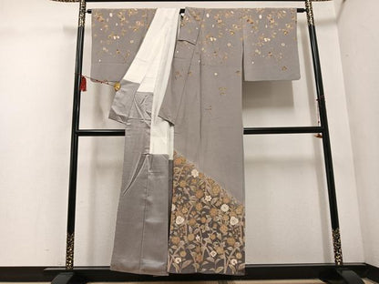 平和屋着物●訪問着　手描き　草花文　暈し染め　正絹　逸品　AABE8901ph