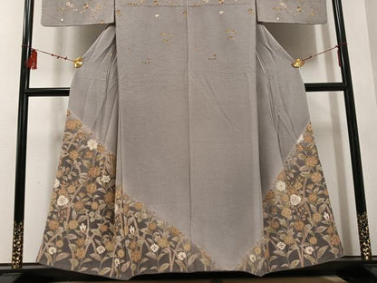 平和屋着物●訪問着　手描き　草花文　暈し染め　正絹　逸品　AABE8901ph