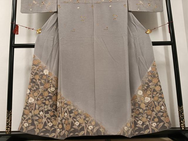 平和屋着物●訪問着　手描き　草花文　暈し染め　正絹　逸品　AABE8901ph