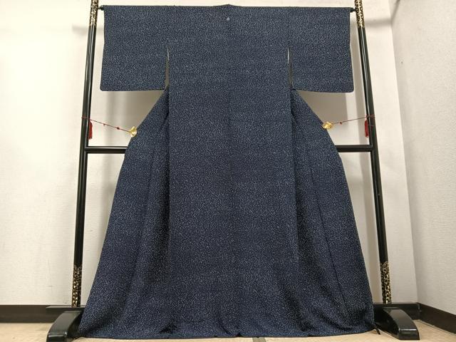 平和屋着物●藍造り国選定無形文化財　藍師・佐藤昭人　小紋　霞文　正絹　逸品　AABE8905ph