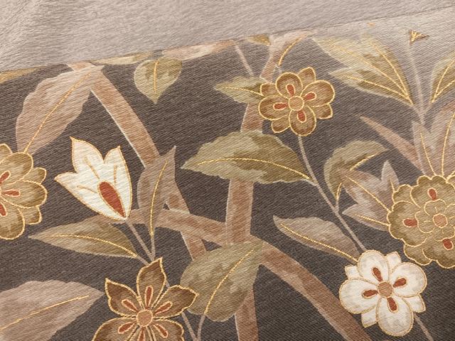 平和屋着物●訪問着　手描き　草花文　暈し染め　正絹　逸品　AABE8901ph