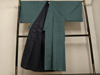 平和屋着物●男性　お召　アンサンブル　亀甲柄　キングサイズ　正絹　逸品　AABE8923ph