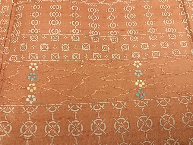 平和屋着物○訪問着 手織牛首 加賀染紬 割付文 三越扱い 反