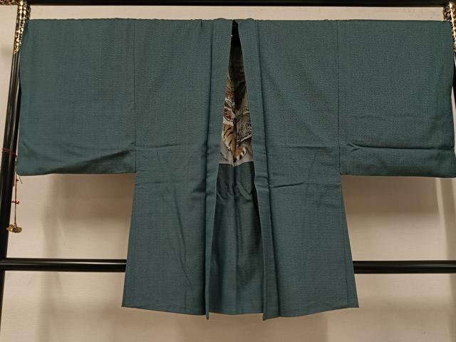 平和屋着物●男性　お召　アンサンブル　亀甲柄　キングサイズ　正絹　逸品　AABE8923ph 平和屋着物○男性 お召 アンサンブル 亀甲柄 キングサイズ 正絹 逸品