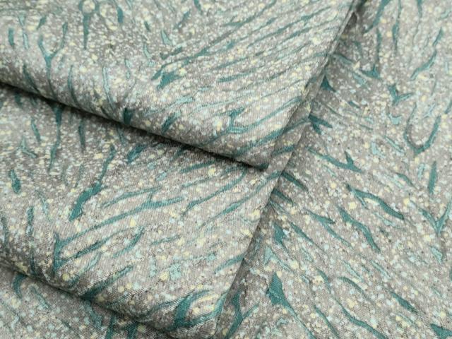 平和屋着物●訪問着　杢目絞り　草花文　　正絹　逸品　CABB6948th