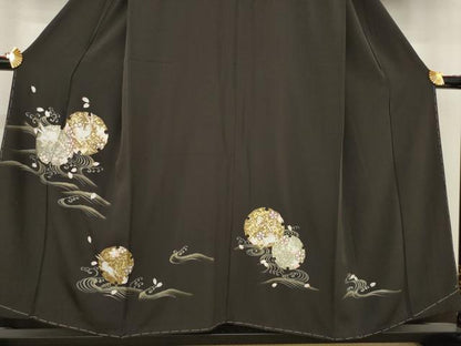 平和屋着物●訪問着　雪輪重ね兎花文　金彩　正絹　逸品　AABE9223ck