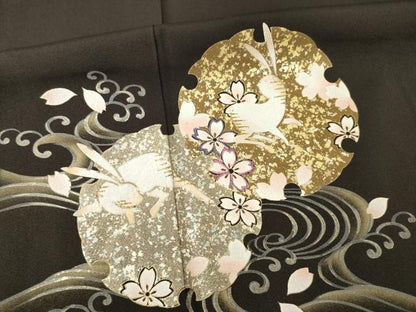 平和屋着物●訪問着　雪輪重ね兎花文　金彩　正絹　逸品　AABE9223ck