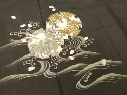 平和屋着物●訪問着　雪輪重ね兎花文　金彩　正絹　逸品　AABE9223ck