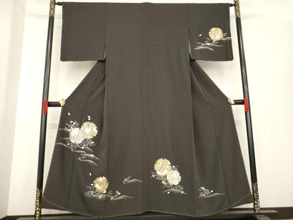 平和屋着物●訪問着　雪輪重ね兎花文　金彩　正絹　逸品　AABE9223ck